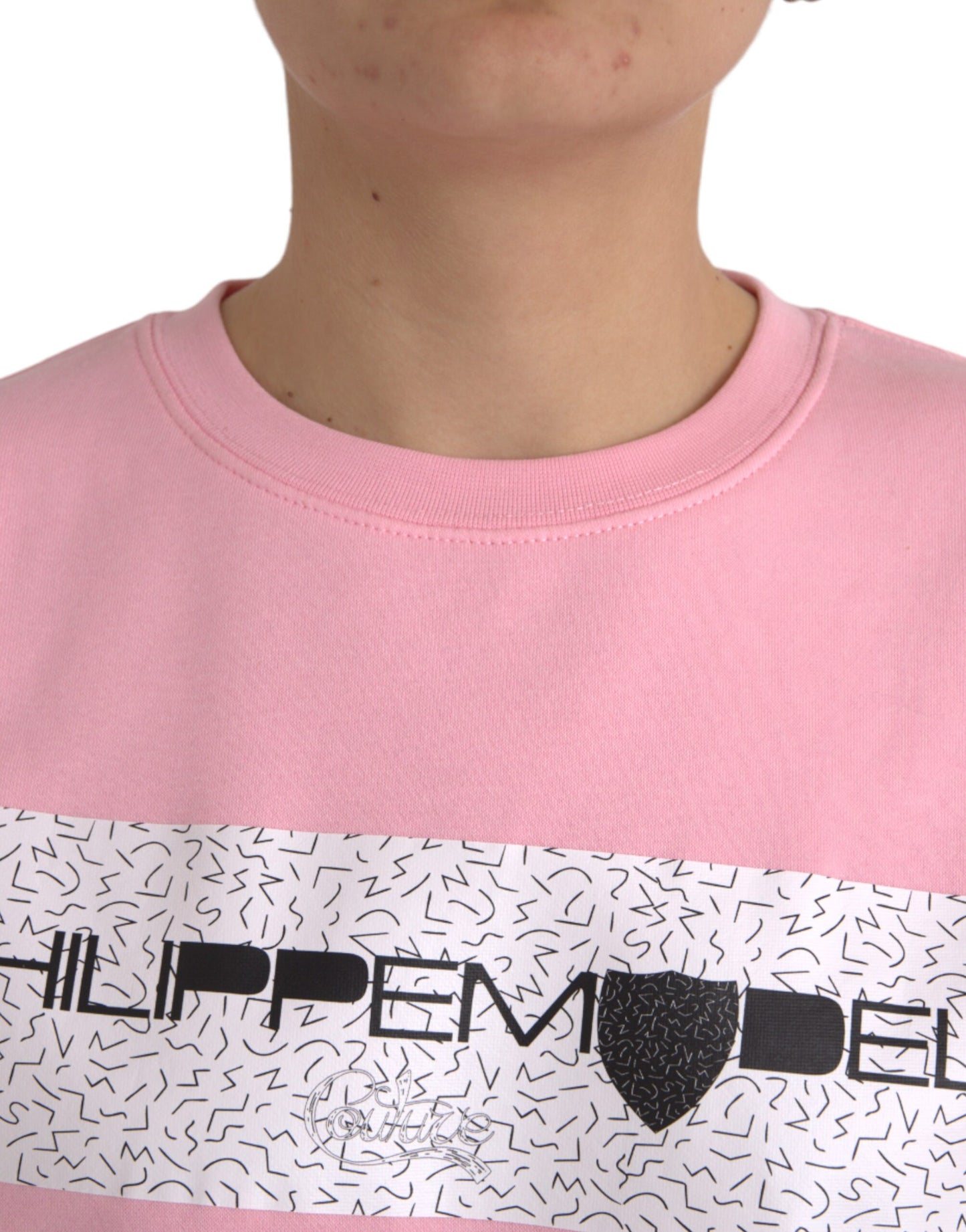 Philippe Malli Pink Cotton Logo Print pitkähihainen villapaita