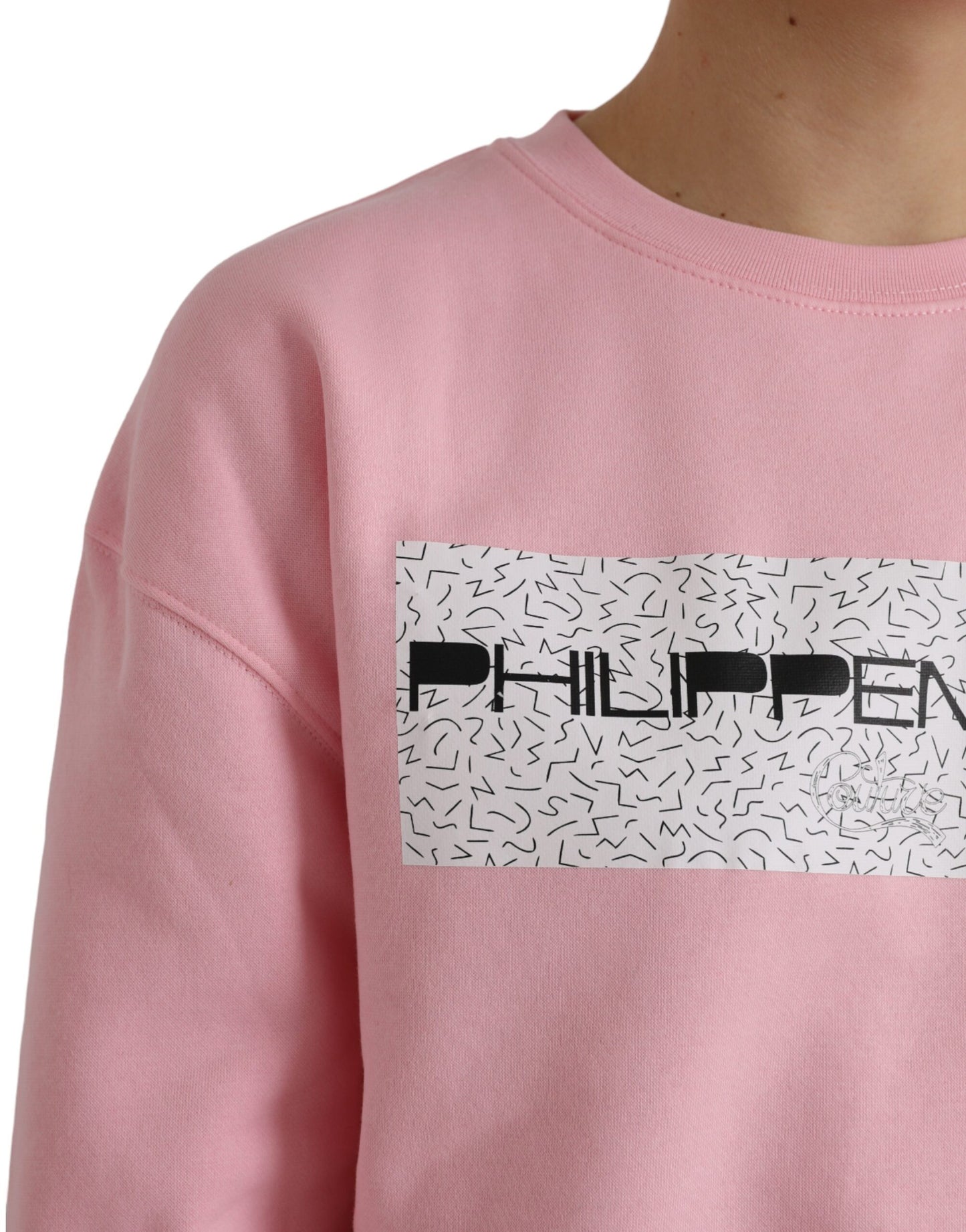 Philippe Malli Pink Cotton Logo Print pitkähihainen villapaita