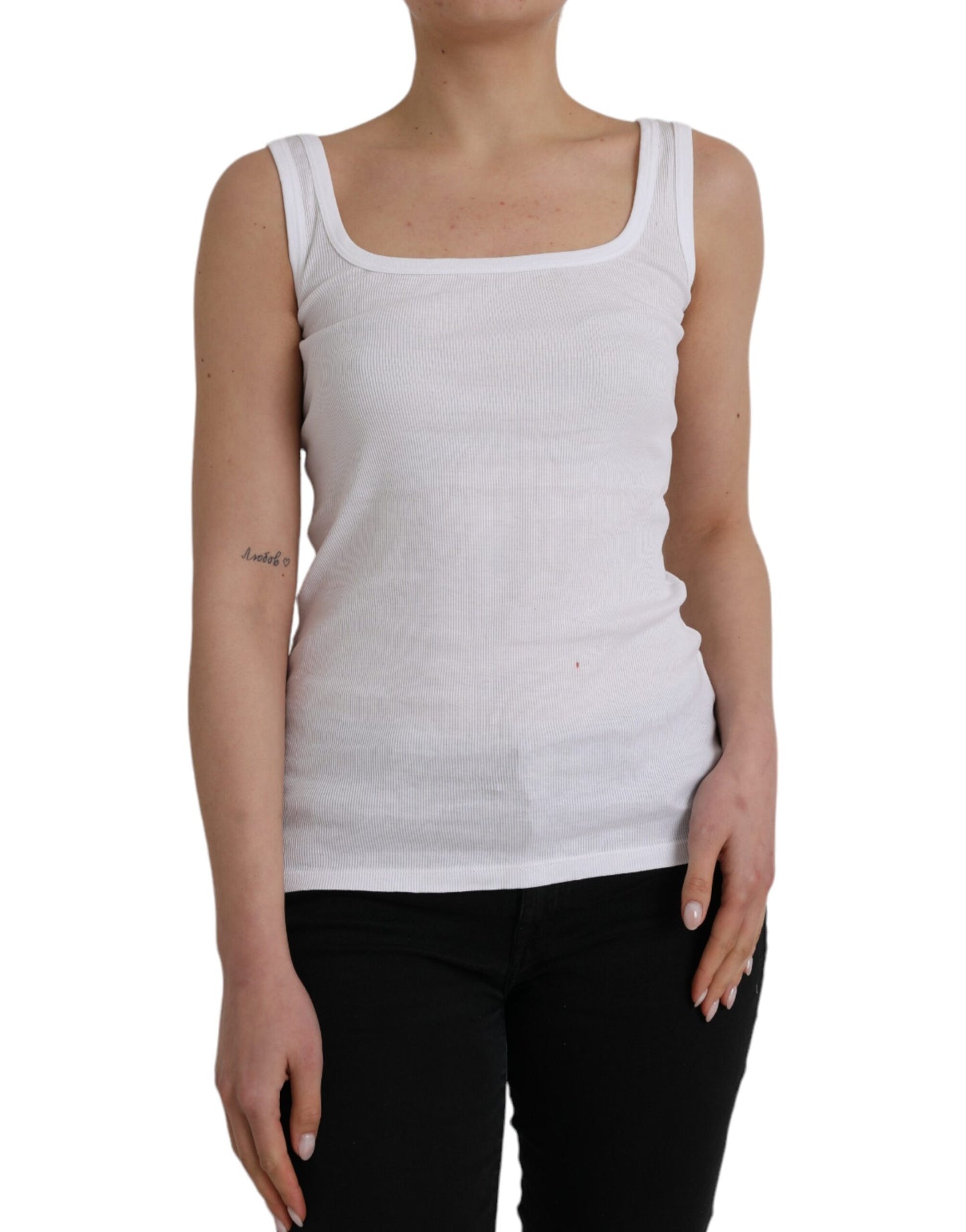 Ermanno Scervino White Cotton Sleeveless Tank Top