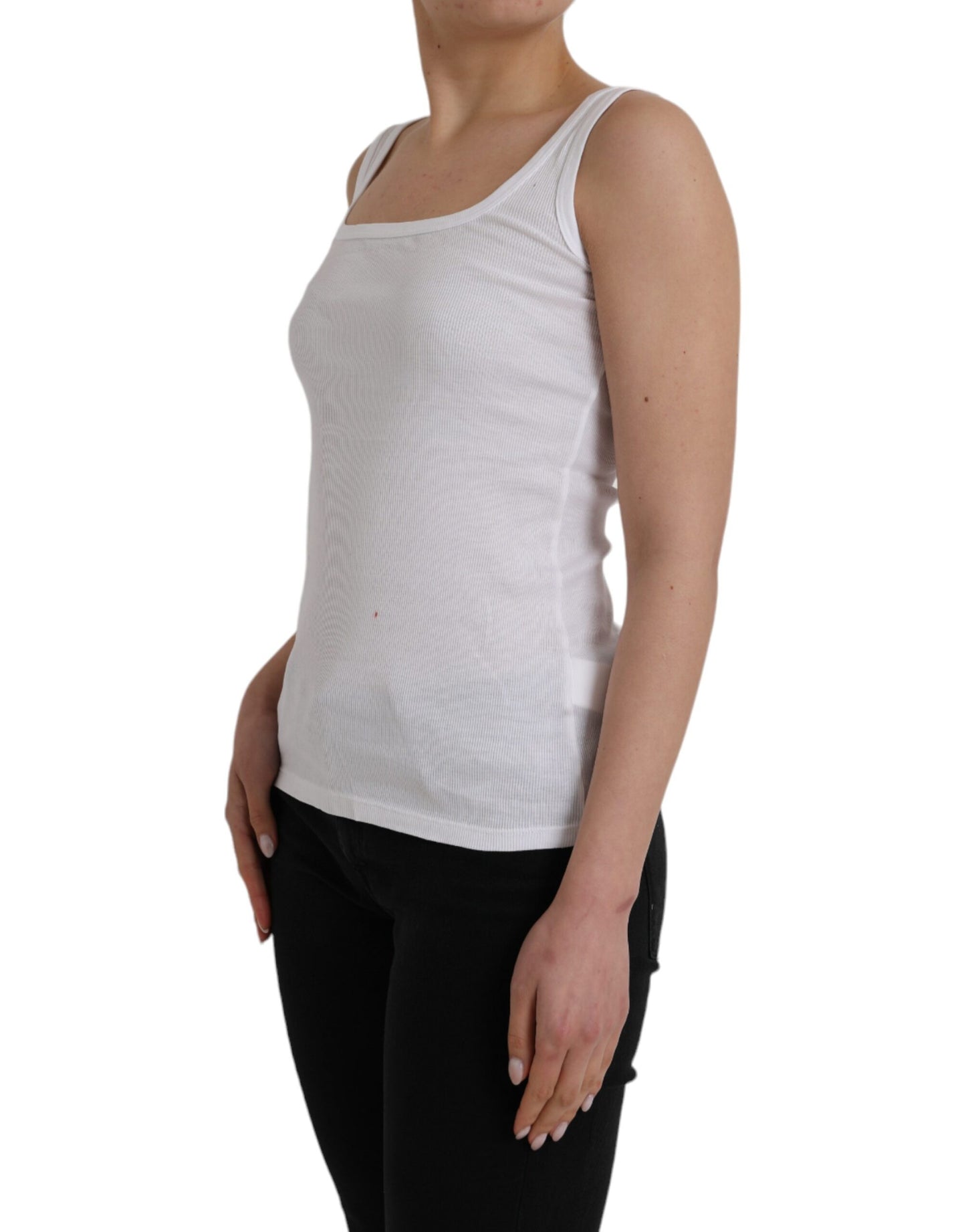 Ermanno Scervino White Cotton Sleeveless Tank Top