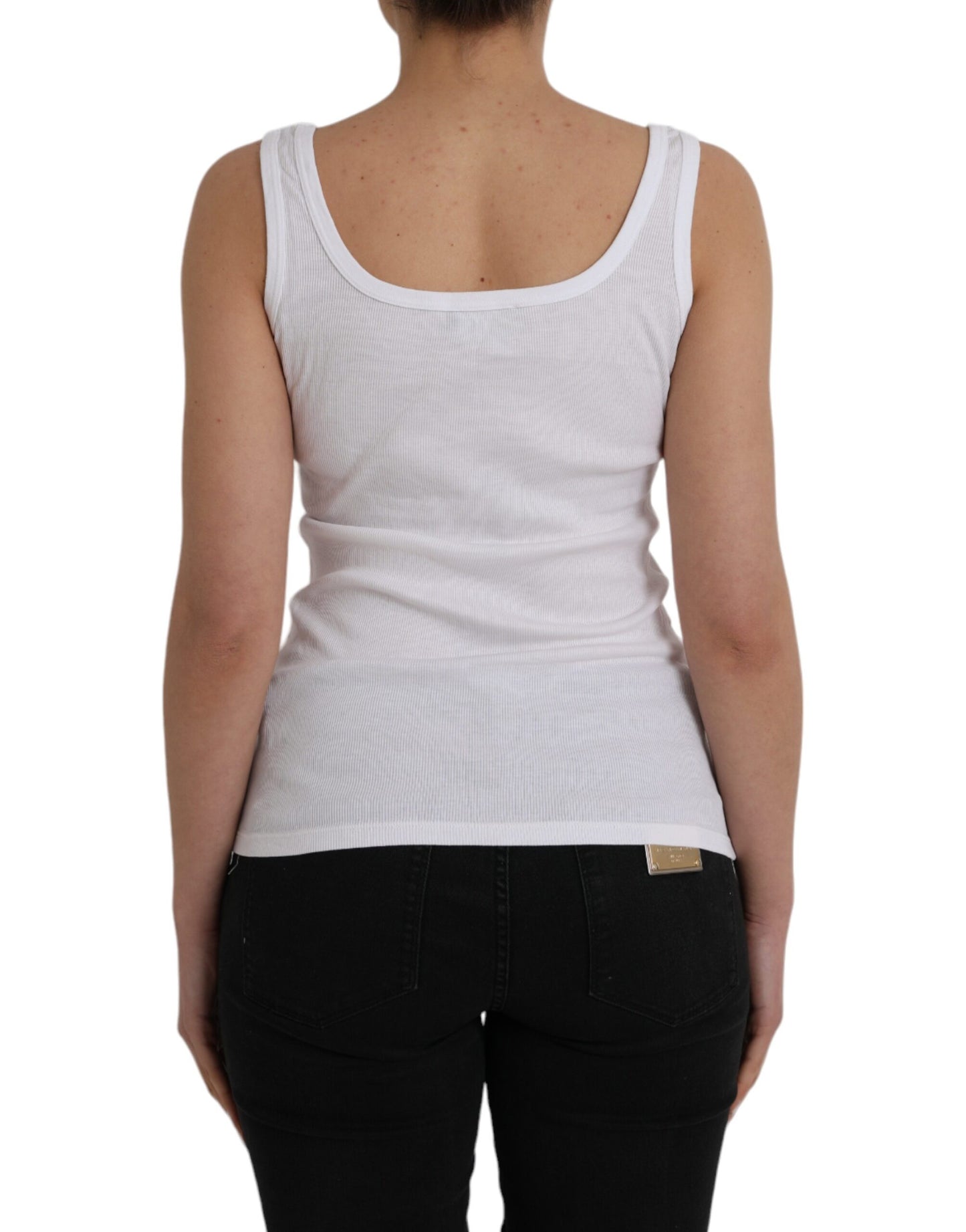 Ermanno Scervino White Cotton Sleeveless Tank Top