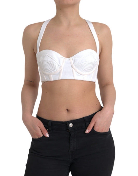 Versace White Viscose Bustier Hihaton rajattu toppi