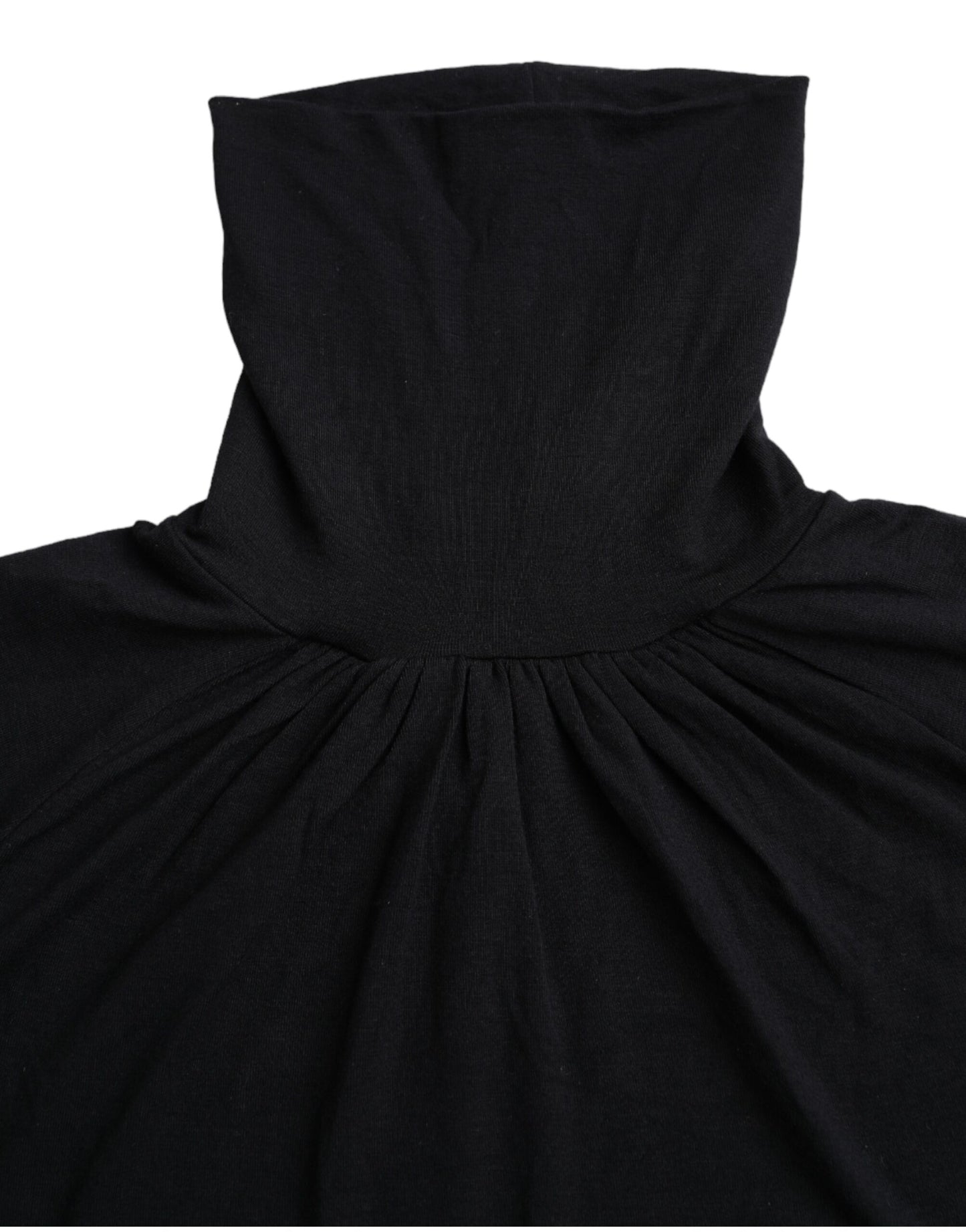 Costume National Black short-sleeved top with turtleneck made of viscose