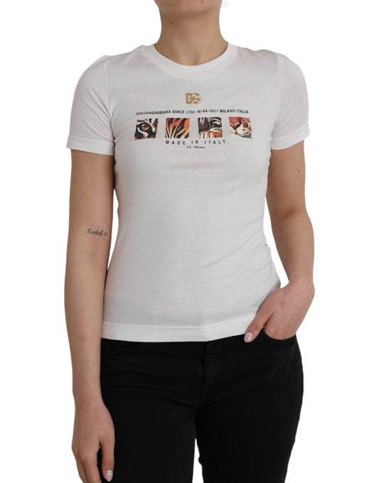 Dolce &amp; Gabbana White cotton T-shirt with short sleeves and round neck