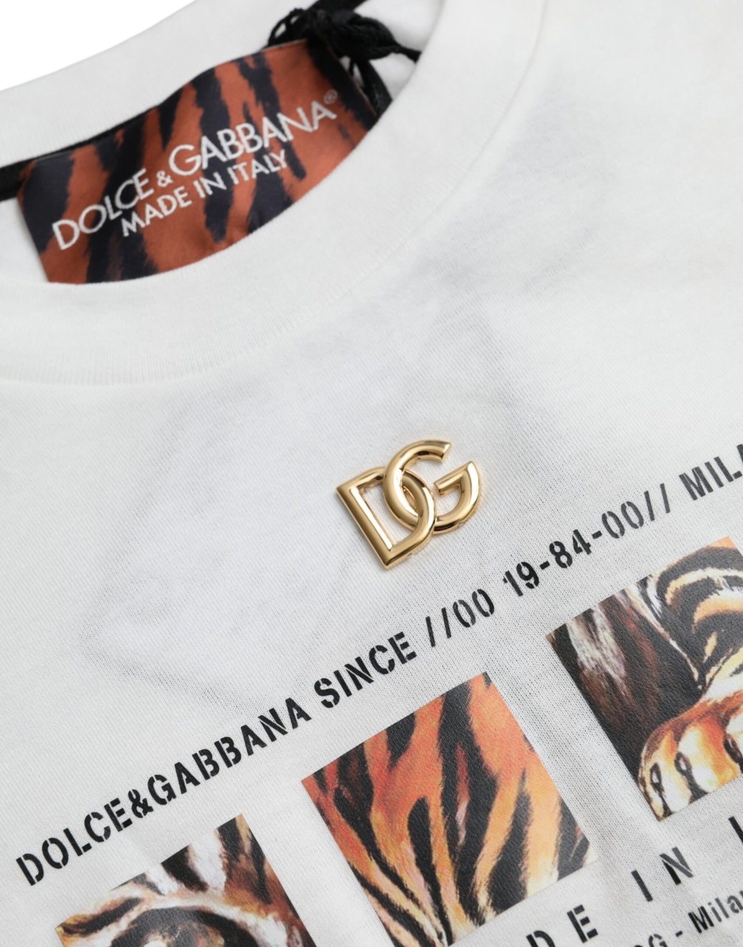 Dolce &amp; Gabbana White cotton T-shirt with short sleeves and round neck