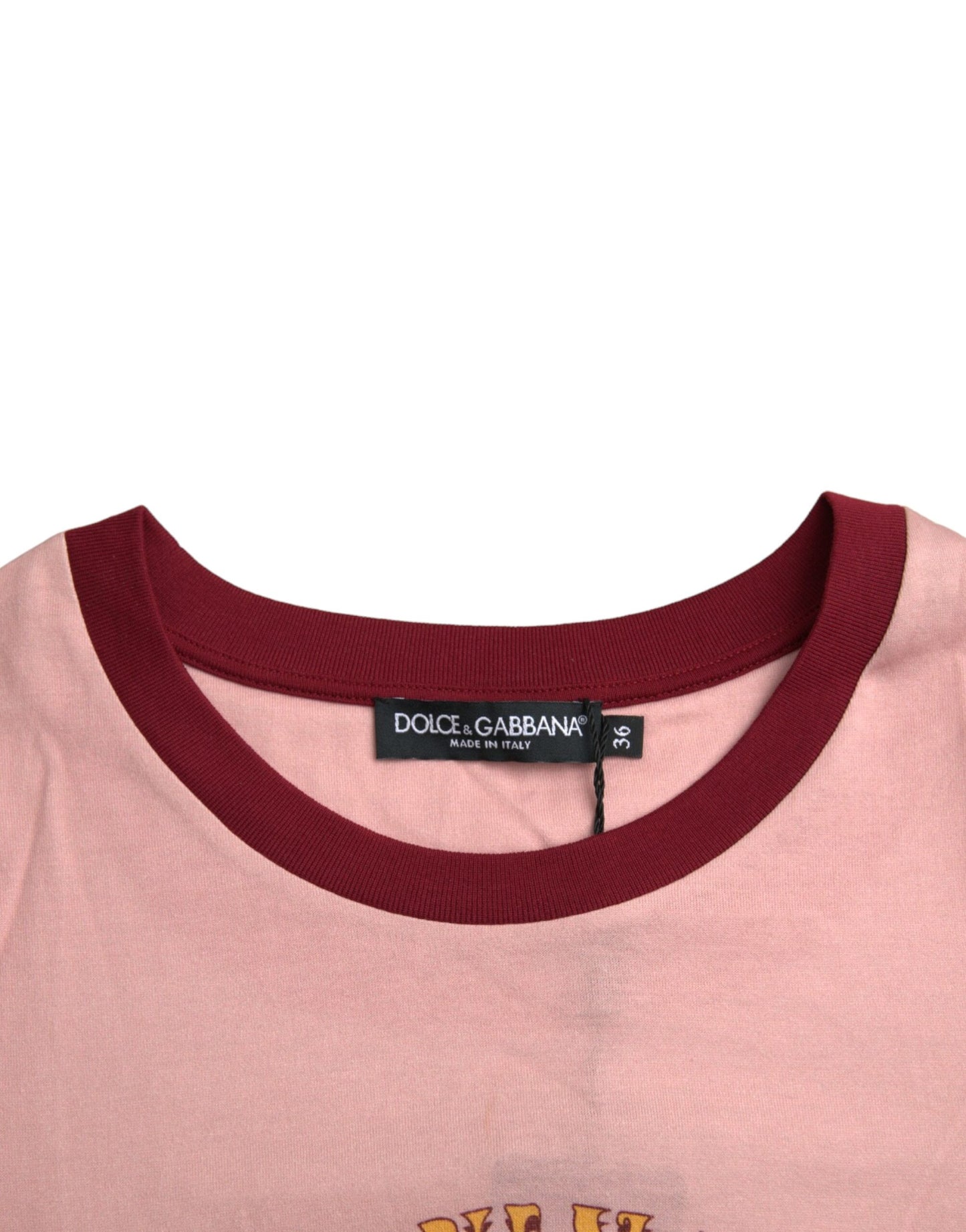 Dolce &amp; Gabbana pink cotton t-shirt with short sleeves and round neck