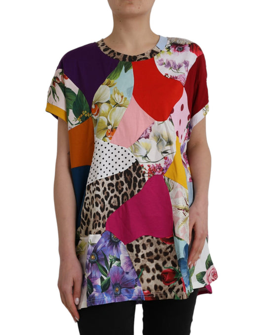 Dolce & Gabbana Multicolor Patchwork-Baumwoll-Seidenbluse Top