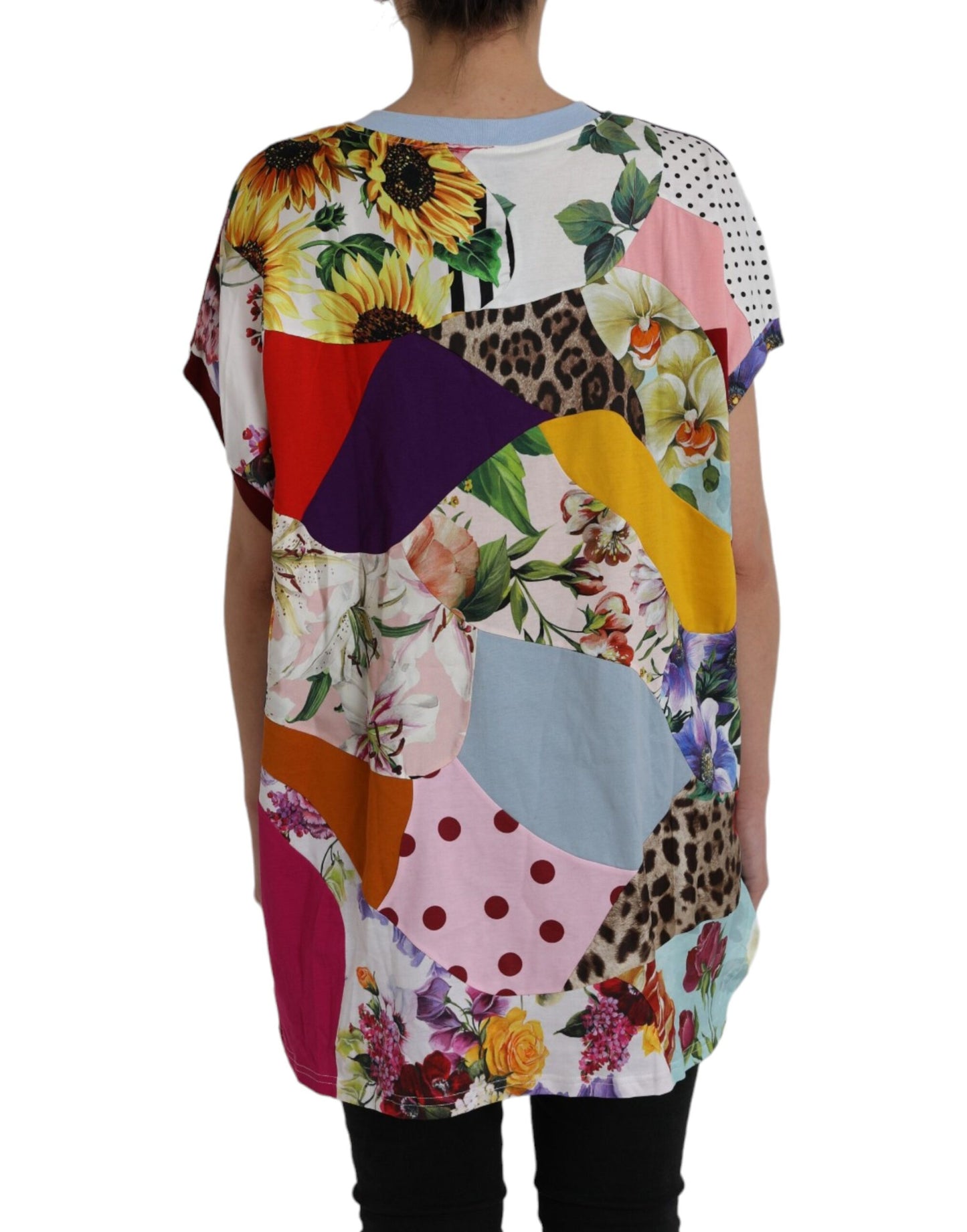 Dolce & Gabbana Multicolor Patchwork-Baumwoll-Seidenbluse Top