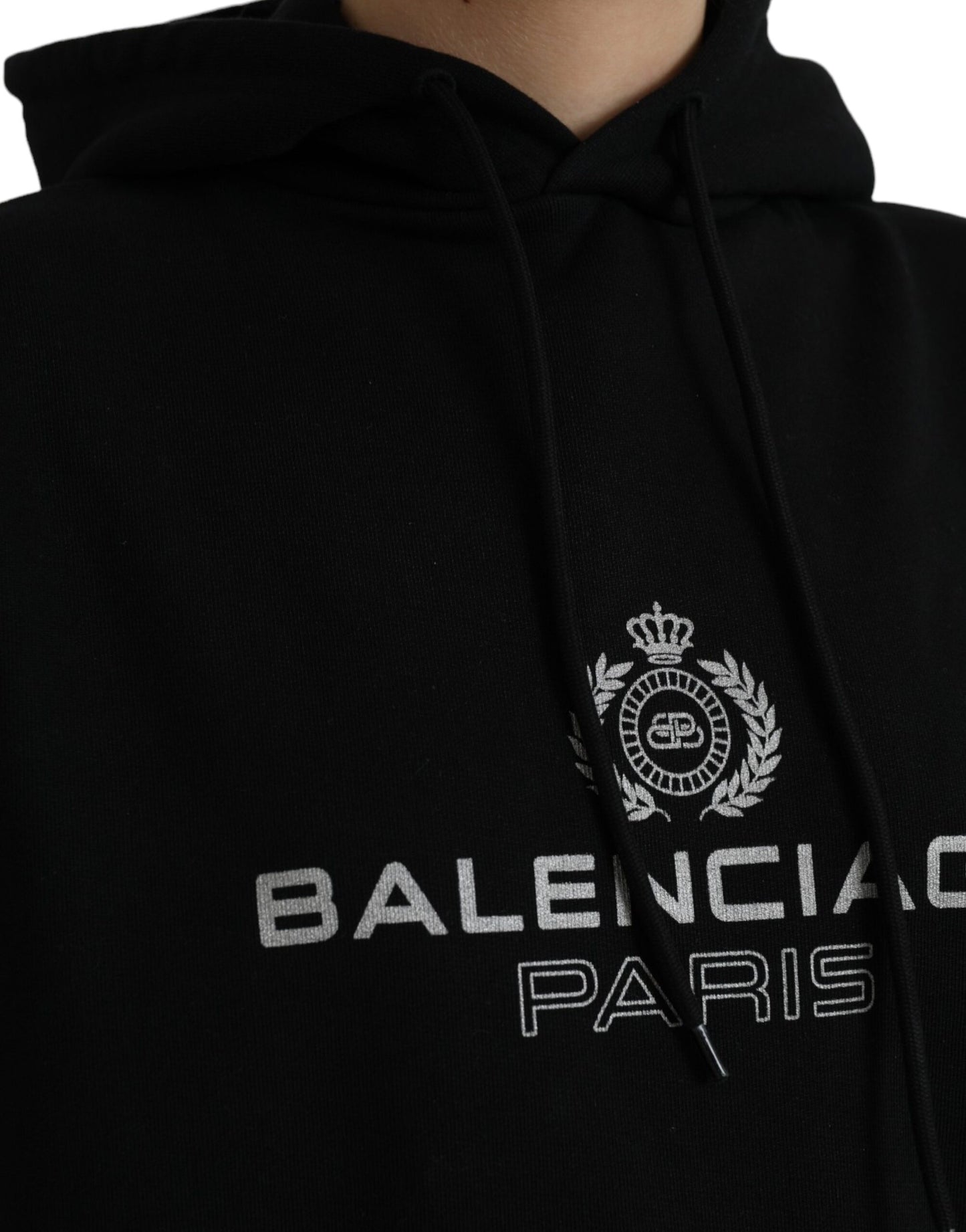 Balenciaga Schwarzes Baumwoll-Logo-Pullover-Sweatshirt mit Kapuze