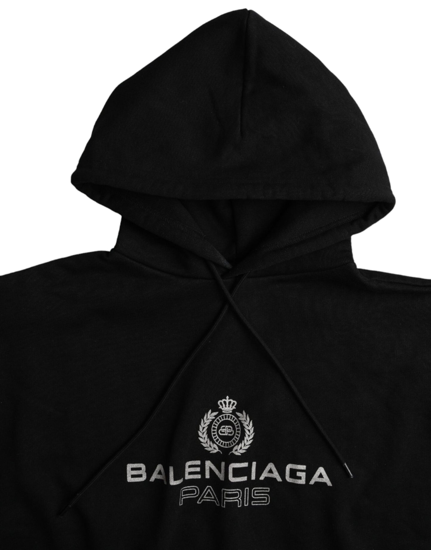 Balenciaga Schwarzes Baumwoll-Logo-Pullover-Sweatshirt mit Kapuze