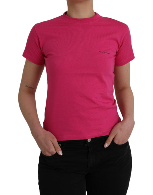 Balenciaga Pink Cotton Crew Neck lyhythihainen T-paita