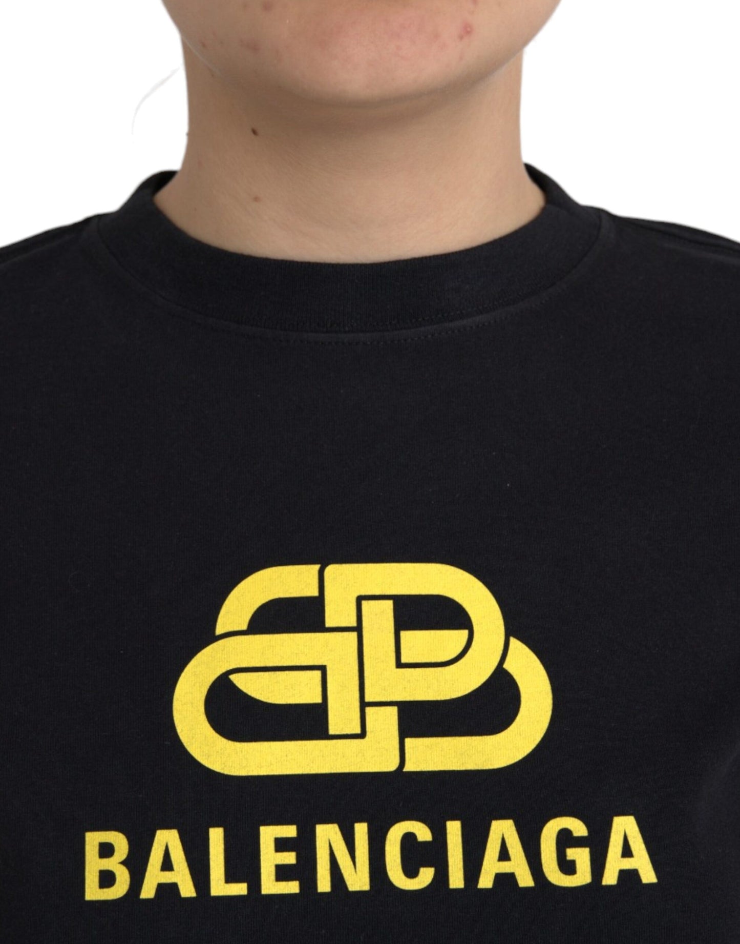 Balenciaga Musta puuvillainen pyöreä kaula-aukkoinen lyhythihainen t-paita logopainatuksella