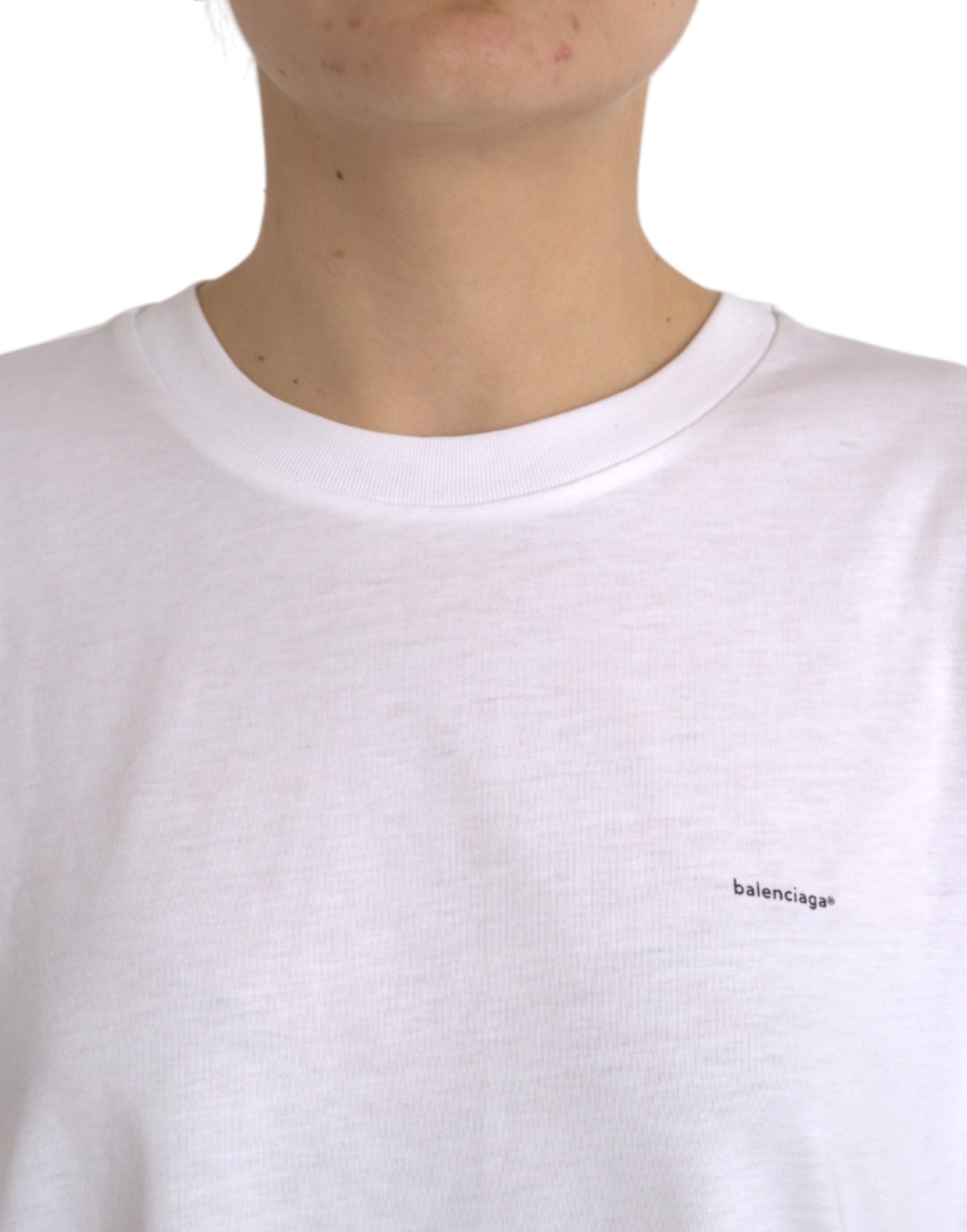 Balenciaga Weißes Baumwoll-T-Shirt mit Rundhalsausschnitt und kurzen Ärmeln