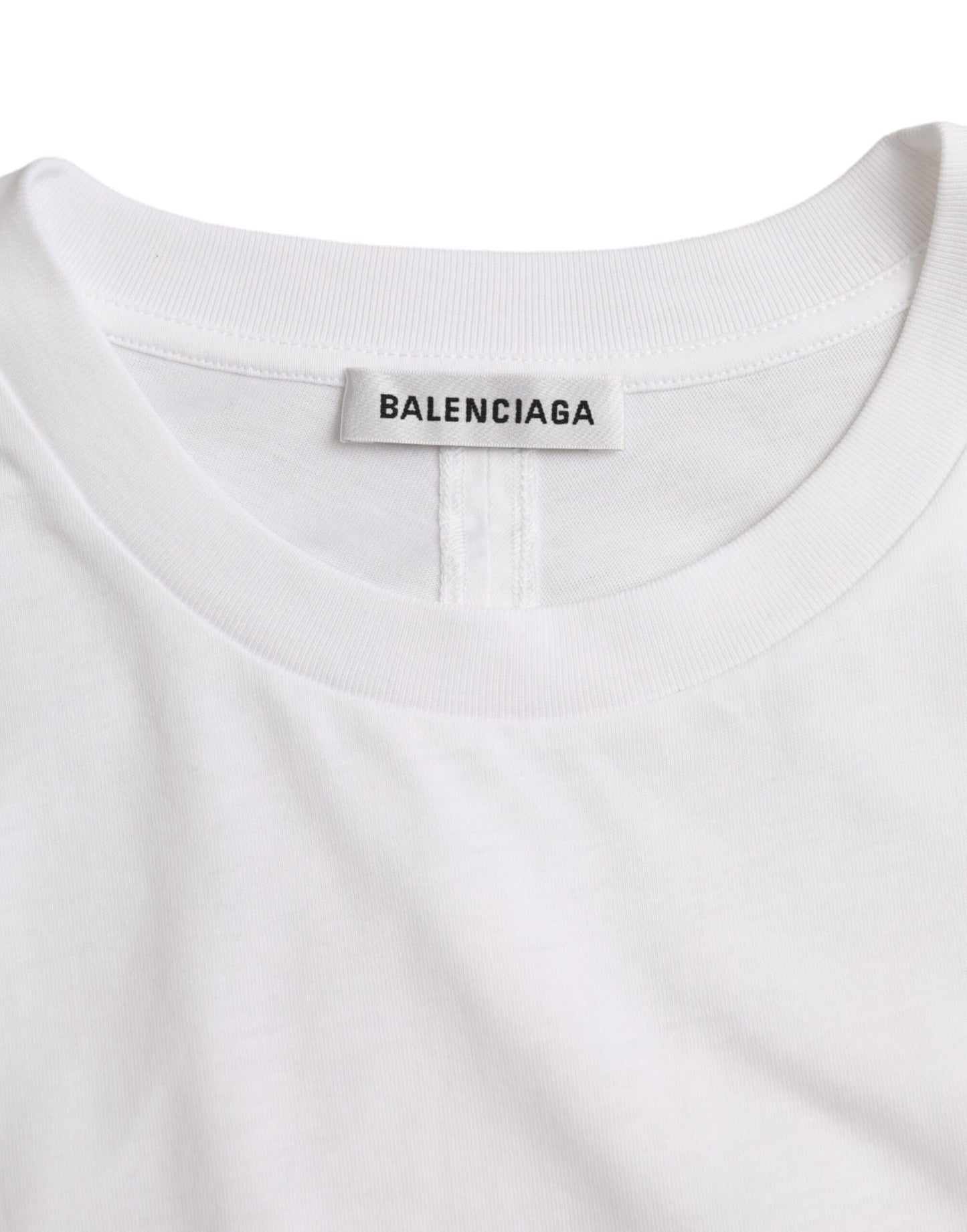 Balenciaga Weißes Baumwoll-T-Shirt mit Rundhalsausschnitt und kurzen Ärmeln