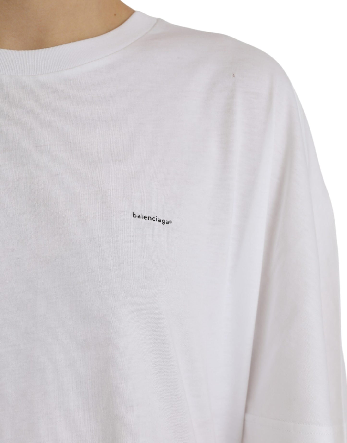 Balenciaga Weißes Baumwoll-T-Shirt mit Rundhalsausschnitt und kurzen Ärmeln