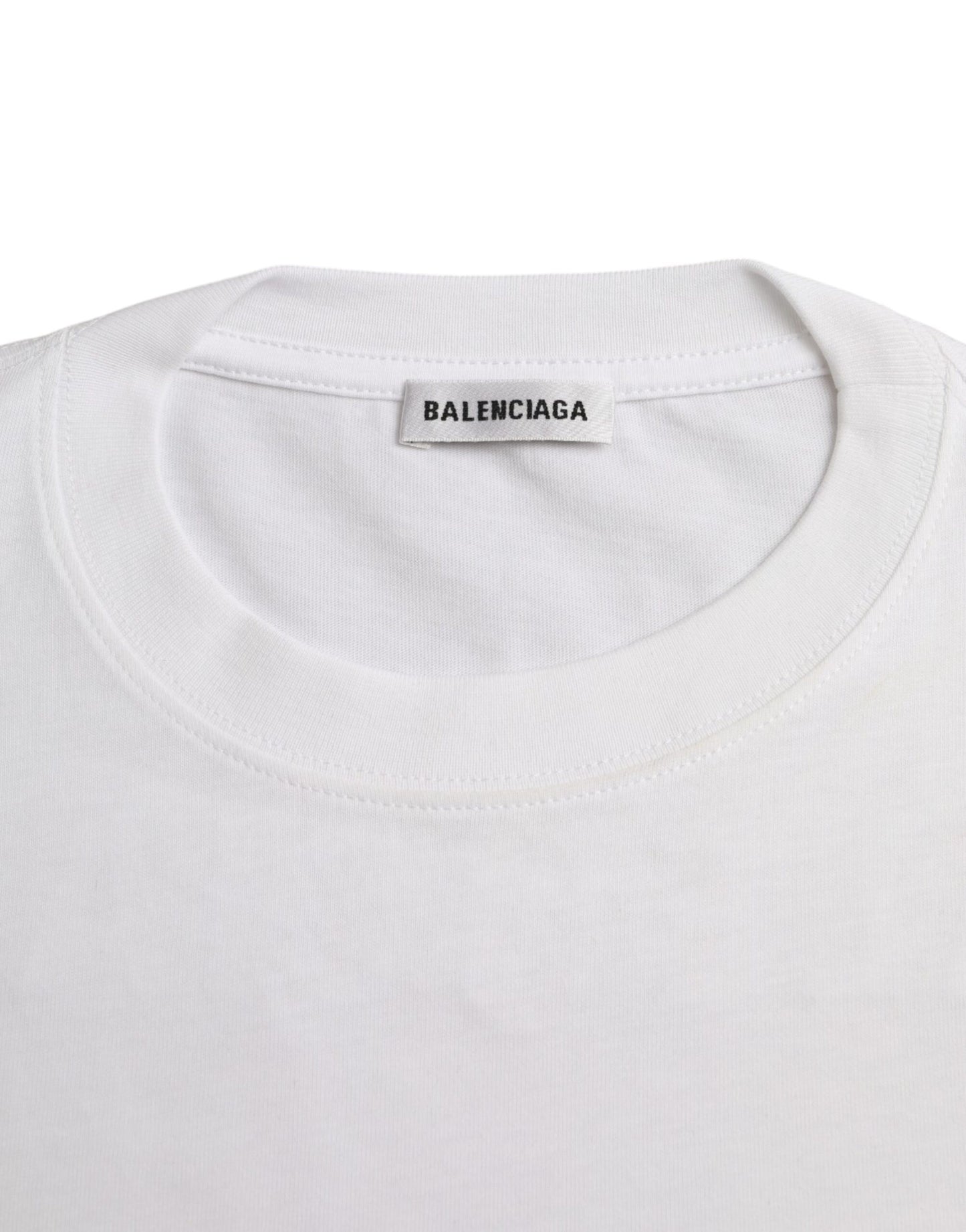 Balenciaga Weißes Baumwoll-T-Shirt mit Rundhalsausschnitt und kurzen Ärmeln