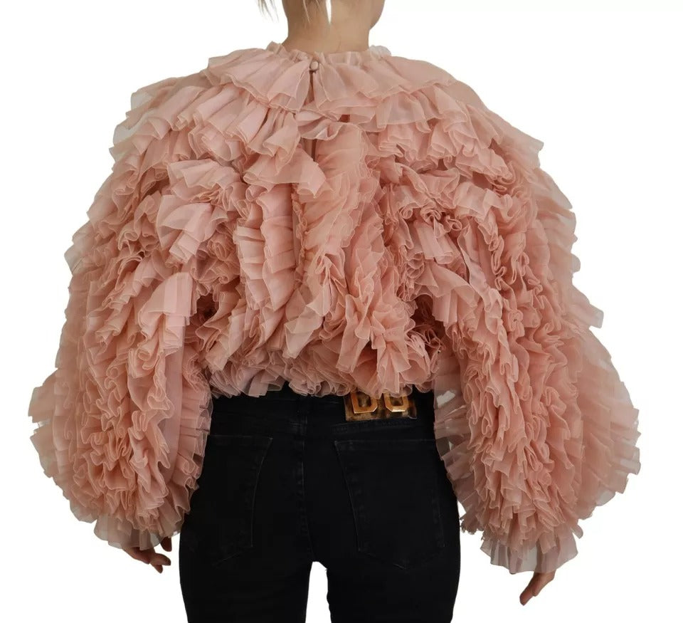 Dolce &amp; Gabbana Pink Ruffle Long Sleeve Sweater