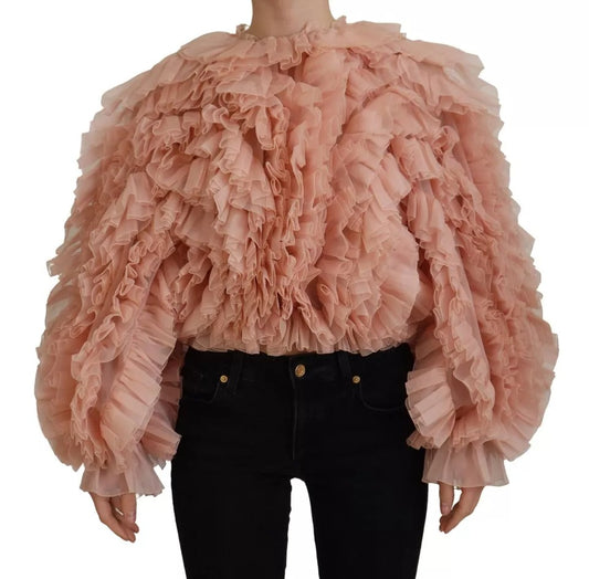 Dolce &amp; Gabbana Pink Ruffle pitkähihainen villapaita