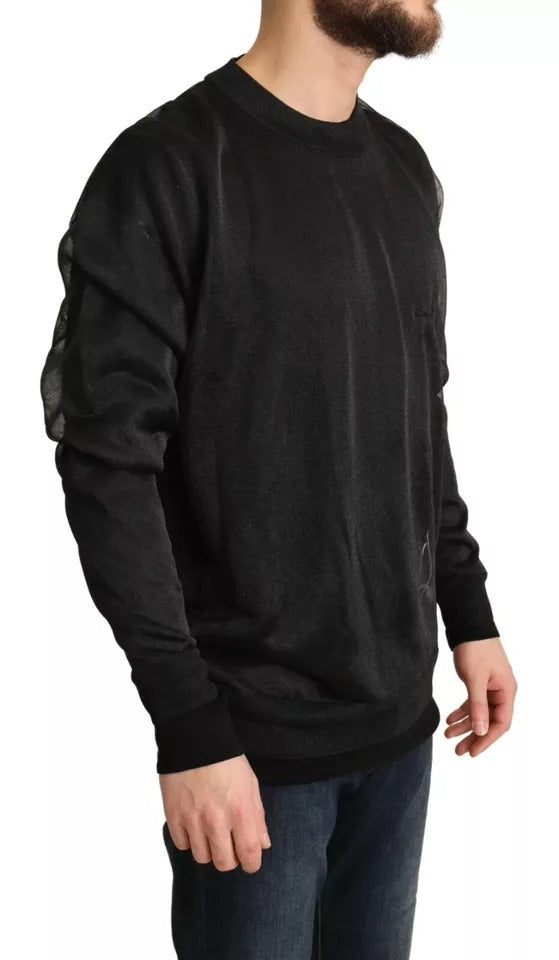 Dolce &amp; Gabbana Black Logo Crewneck Long Sleeve Sweater