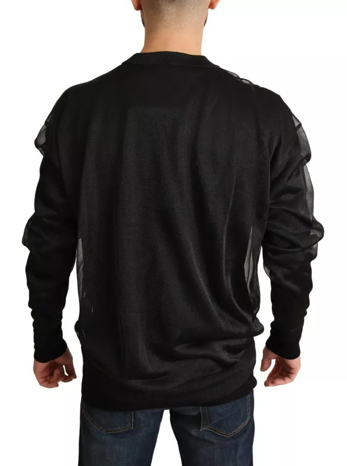 Dolce &amp; Gabbana Black Logo Crewneck Long Sleeve Sweater