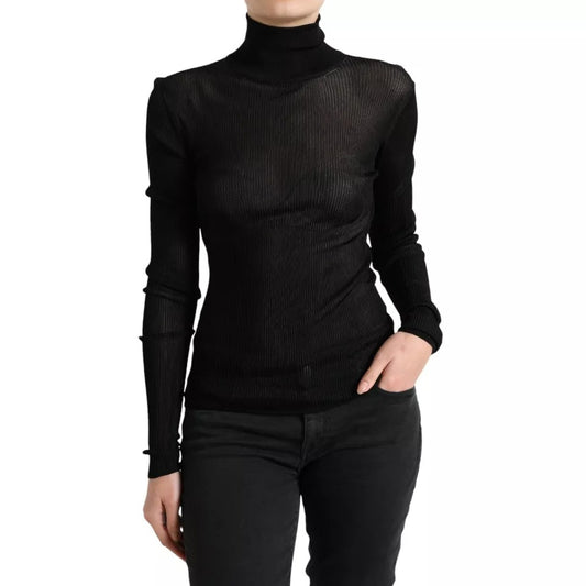 Dolce &amp; Gabbana Black Viscose Turtleneck Sweater