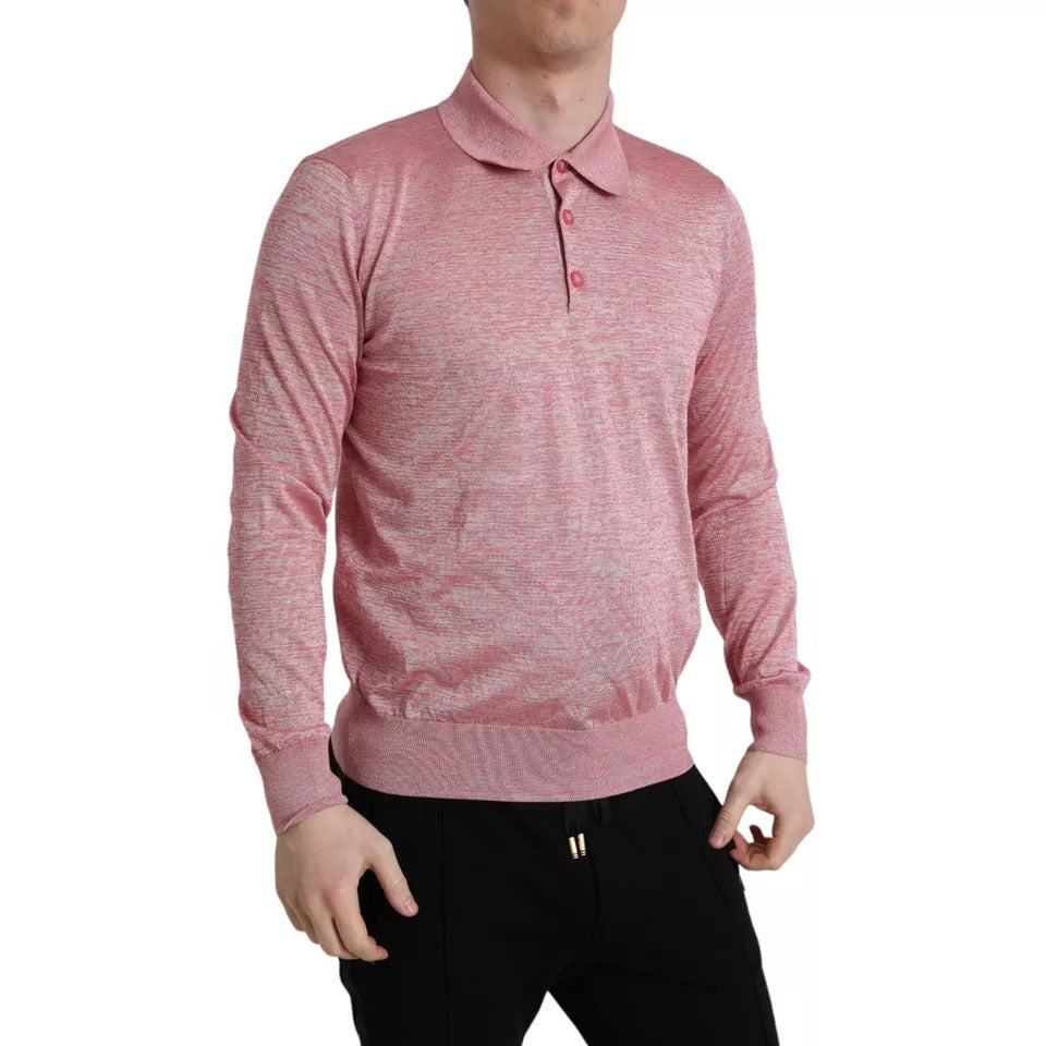 Dolce &amp; Gabbana Pink Polyester Sweater for Men with Collar