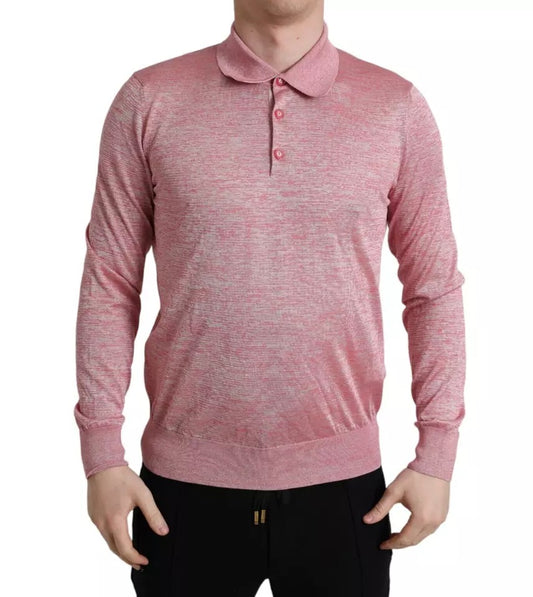 Dolce & Gabbana Rosa Polyester Pullover für Männer mit Kragen