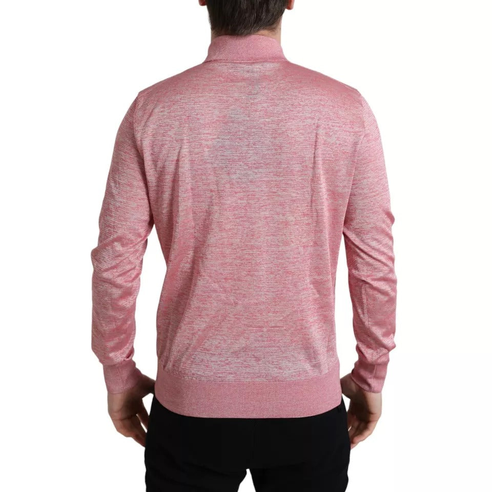 Dolce &amp; Gabbana Pink Polyester Sweater for Men with Collar