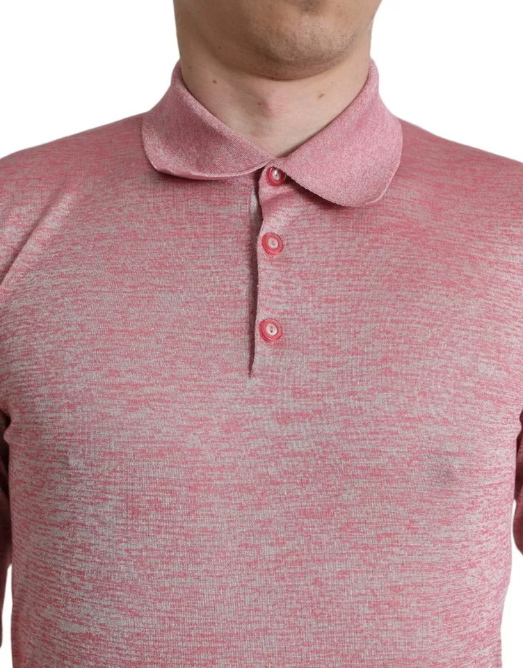 Dolce &amp; Gabbana Pink Polyester Sweater for Men with Collar