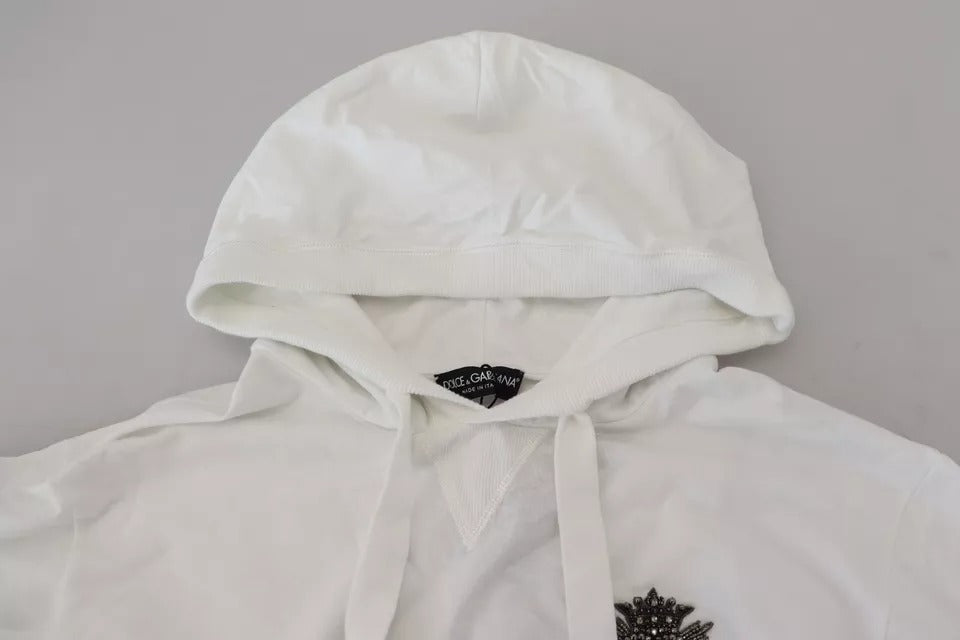 Dolce &amp; Gabbana White Cotton Hooded Sweatshirt Pullover