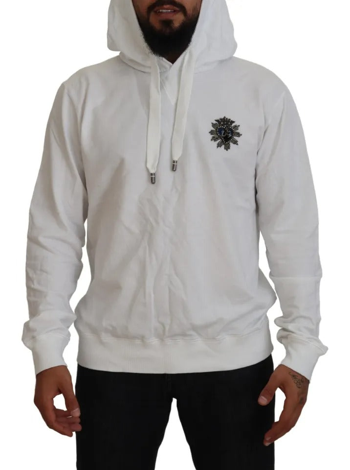 Dolce &amp; Gabbana White Cotton Hooded Sweatshirt Pullover