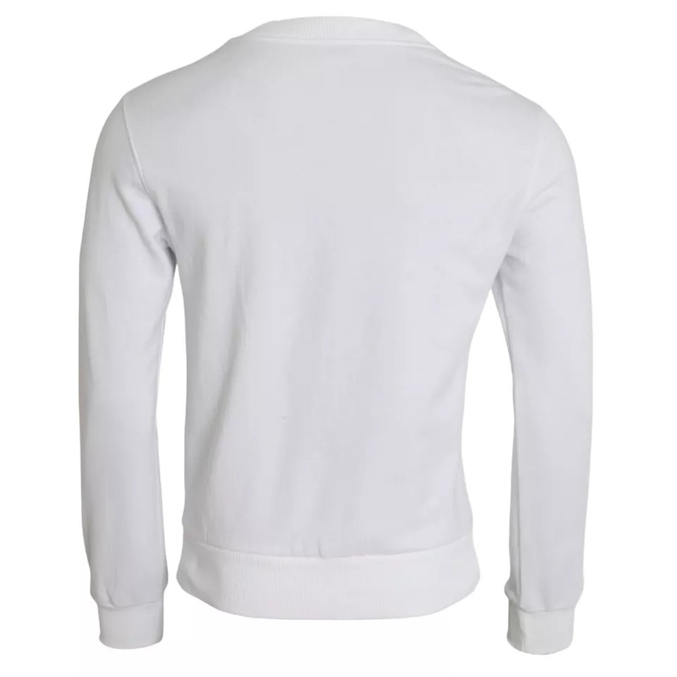 Dolce &amp; Gabbana White Cotton Logo Pullover Sweatshirt pusero