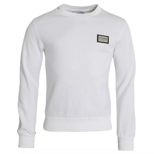 Dolce & Gabbana Weißer Baumwoll-Logo-Pullover Sweatshirt Pullover