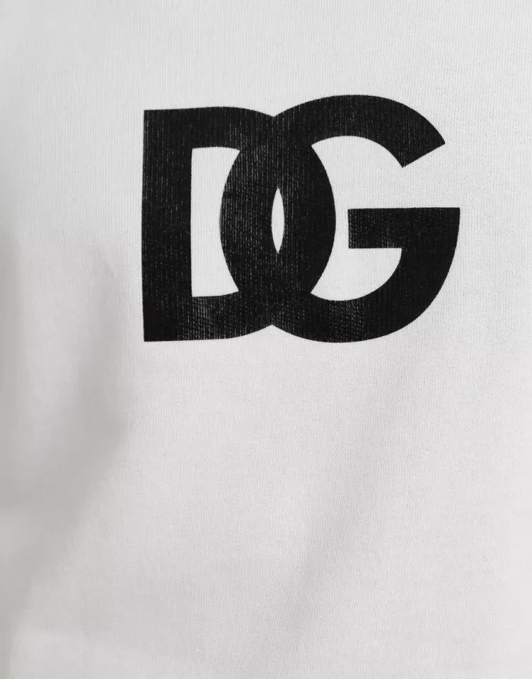 Dolce &amp; Gabbana White Logo Cotton Crew Neck Sweater