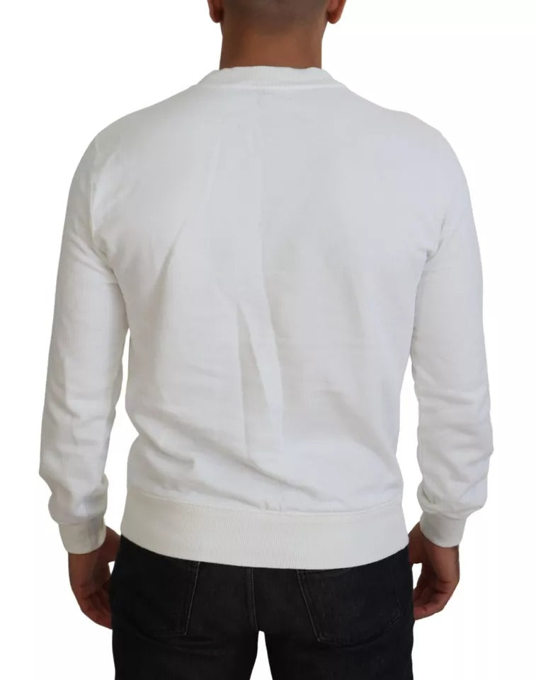 Dolce &amp; Gabbana White Logo Cotton Crew Neck -neulepusero