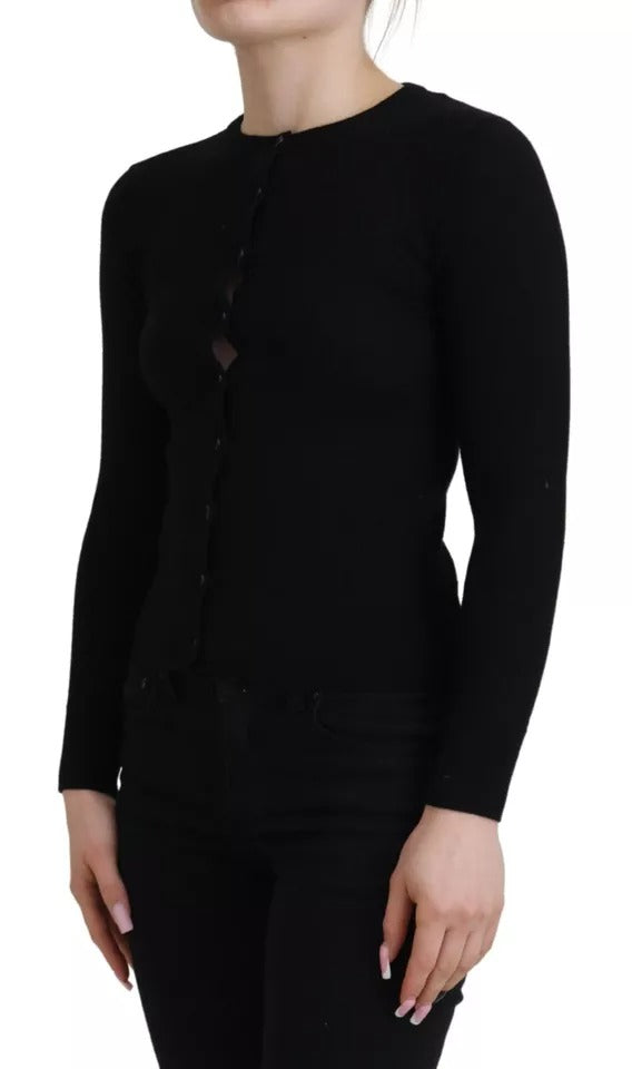 Dolce &amp; Gabbana Black Button Edessä Slim Cardigan villapaita