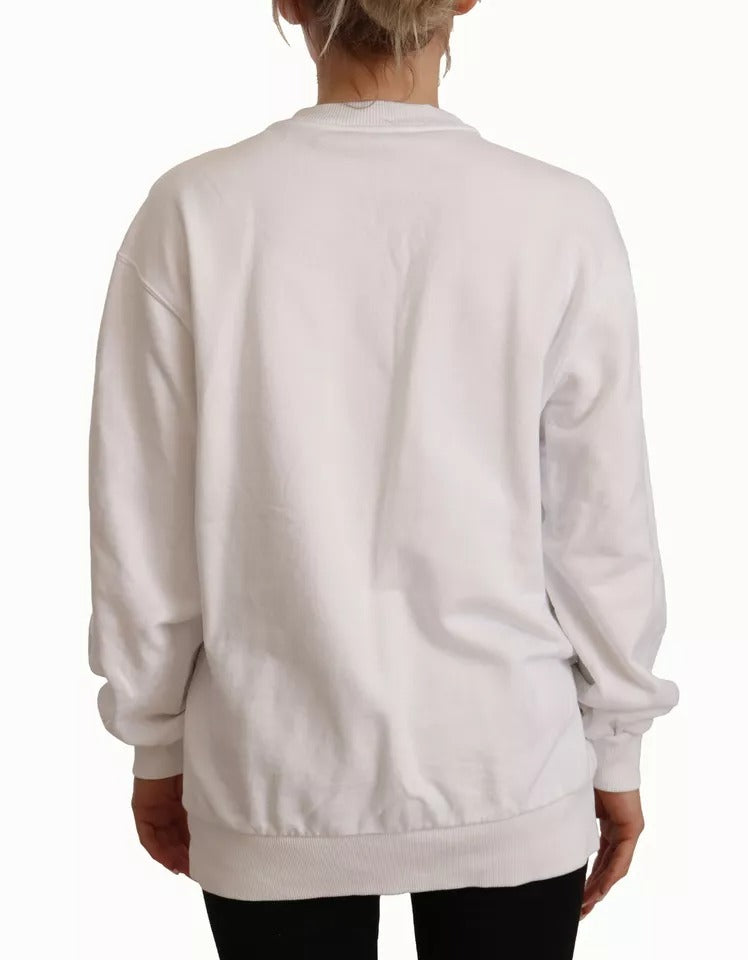 Dolce &amp; Gabbana White cotton sweatshirt with embossed logo Pullover