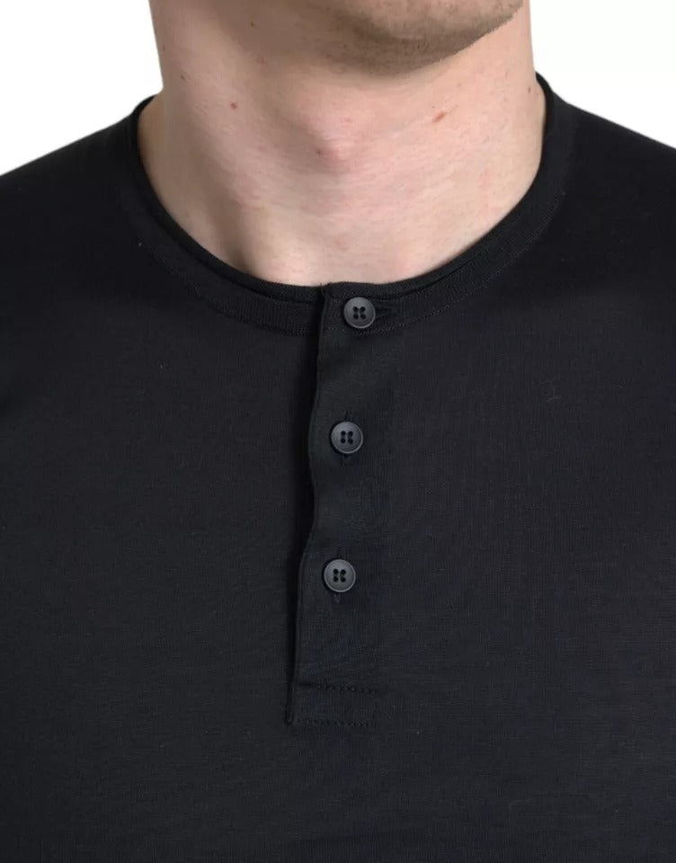 Dolce &amp; Gabbana Black Buttoned Short Sleeve Crew Neck T-Shirt