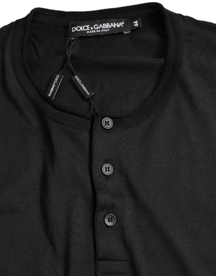 Dolce &amp; Gabbana Black Buttoned Short Sleeve Crew Neck T-Shirt