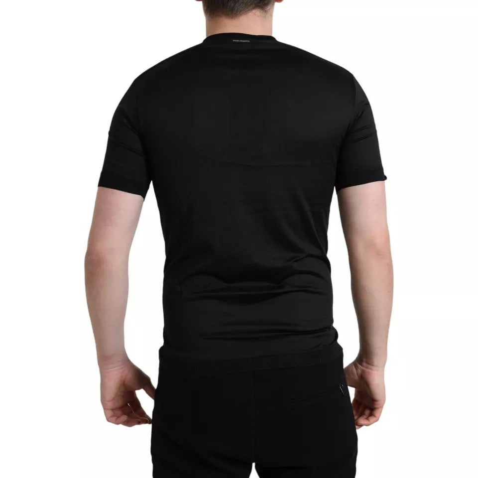 Dolce &amp; Gabbana Black Buttoned Short Sleeve Crew Neck T-Shirt