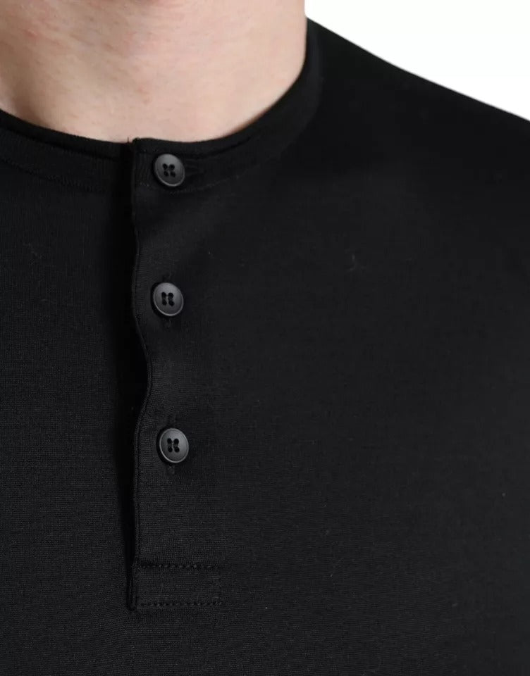 Dolce &amp; Gabbana Black Buttoned Short Sleeve Crew Neck T-Shirt