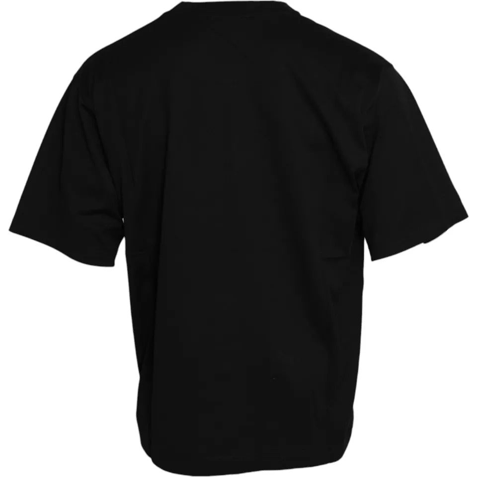 Dolce &amp; Gabbana Black Logo Patch Cotton Crew Neck T-Shirt