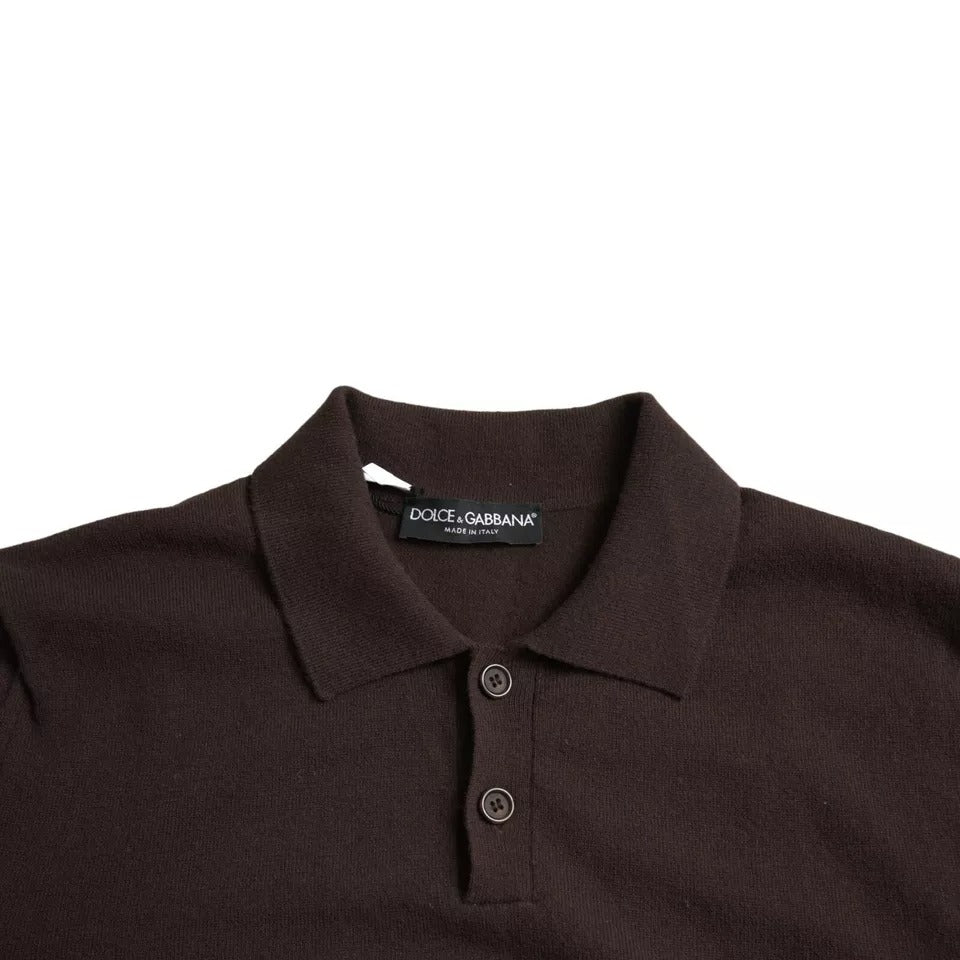 Dolce &amp; Gabbana Brown Logo Collar Short Sleeve T-Shirt for Men