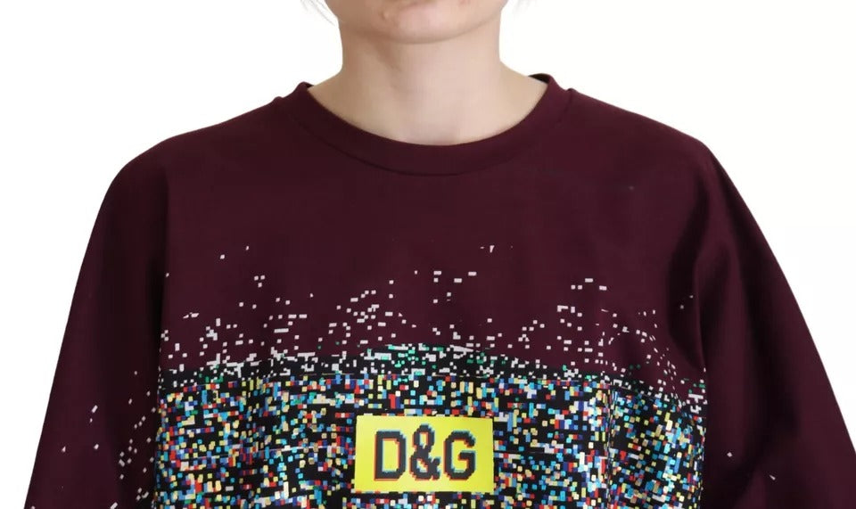 Dolce & Gabbana Bordeaux D&G Druck Rundhalsausschnitt Baumwoll-T-Shirt