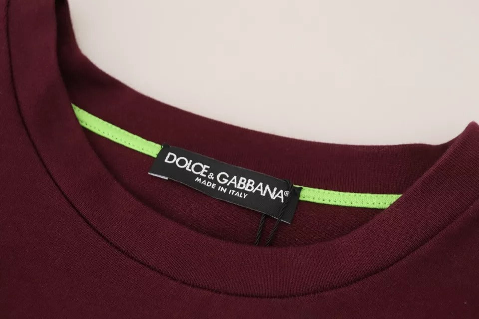 Dolce & Gabbana Bordeaux D&G Druck Rundhalsausschnitt Baumwoll-T-Shirt