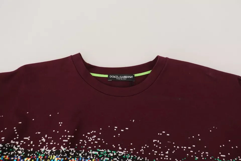 Dolce & Gabbana Bordeaux D&G Druck Rundhalsausschnitt Baumwoll-T-Shirt