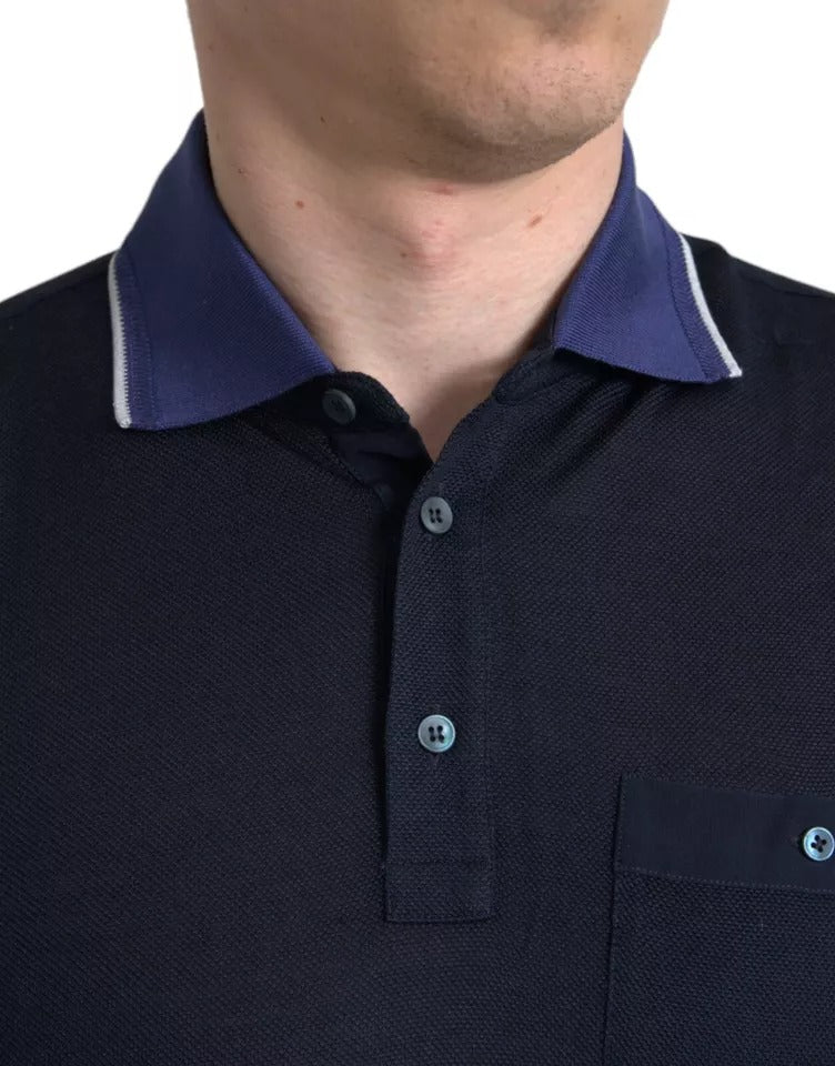 Dolce & Gabbana Marineblaues Polo-T-Shirt mit Kragen und kurzen Ärmeln