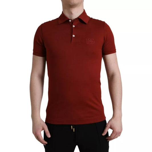 Dolce &amp; Gabbana Red Logo Collar Short Sleeve T-Shirt for Men