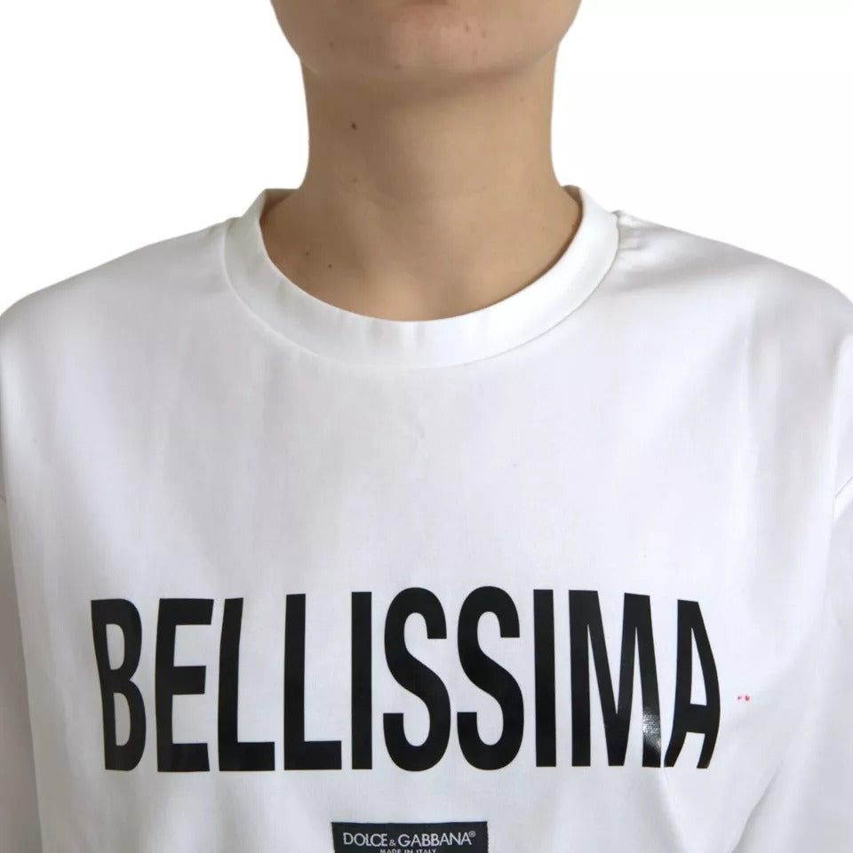 Dolce & Gabbana Weißes Bellissima-T-Shirt mit Rundhalsausschnitt aus Baumwolle