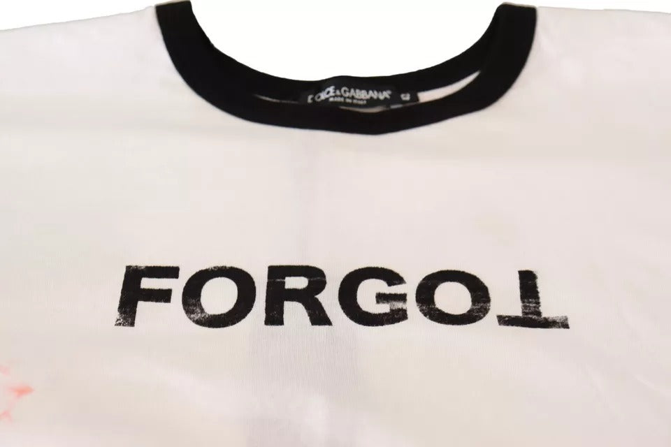 Dolce & Gabbana Weißes Forgot Print Kurzarm-Crop-T-Shirt